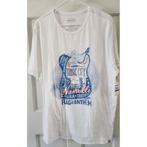 FLAG & ANTHEM TSHIRT MENS XL NASHVILLE‎ WHITE GUITAR NEW WITH TAGS 100% COTTON